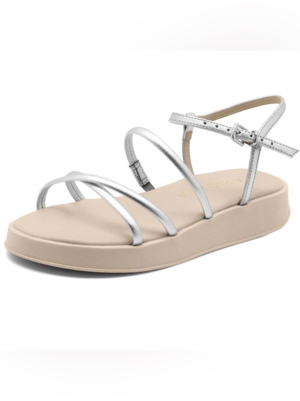 NEW Designer Silver Strappy Flatform Sandals